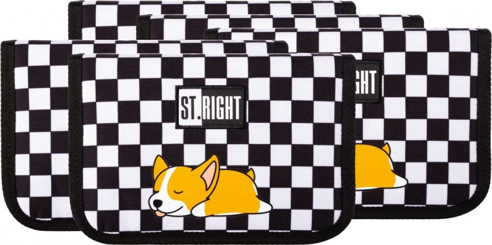 5x Piórnik dwuklapkowy St. Right PC3, bez wyposażenia, 20.5x14x3.5cm, Sleepy Corgi