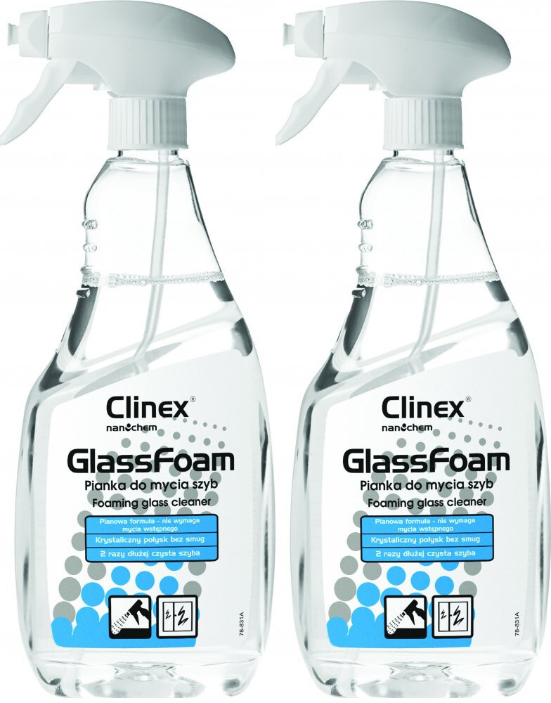 2x Płyn do mycia szyb Clinex, w piance, z rozpylaczem, 650ml