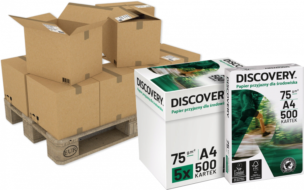 240x Papier ksero Discovery, A4, 75g/m2, 500 arkuszy, biały