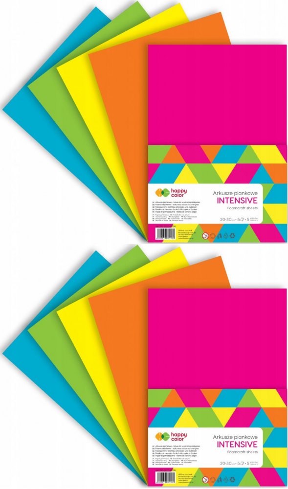 2x Arkusze piankowe Happy Color Intensive, A4, 5 arkuszy, 5 kolorów