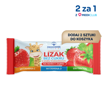 Lizak na kości i ząbki o smaku truskawkowym 5szt.