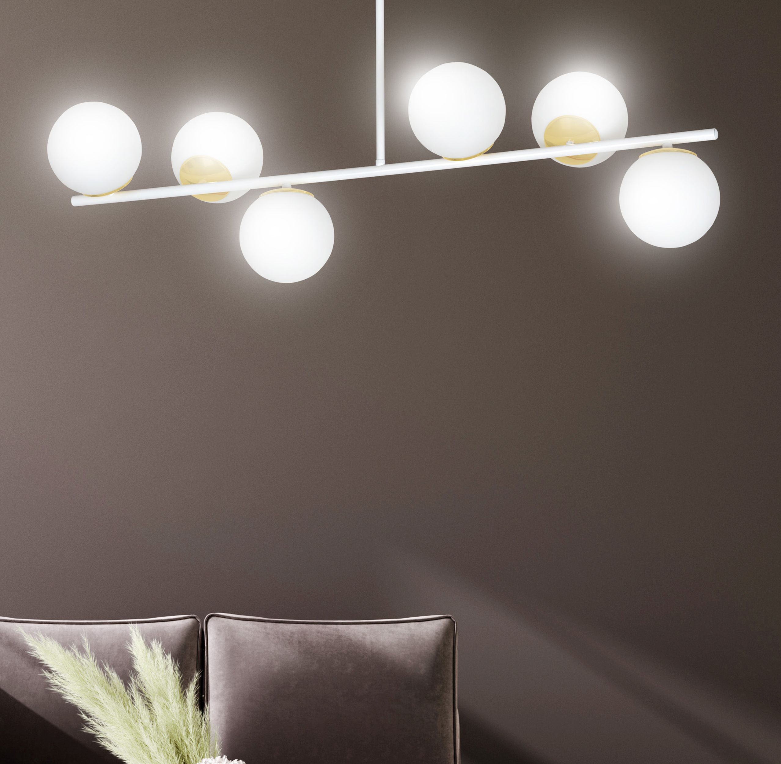 Emibig Floki lampa podsufitowa 6x10 W biała-złota 1023/6