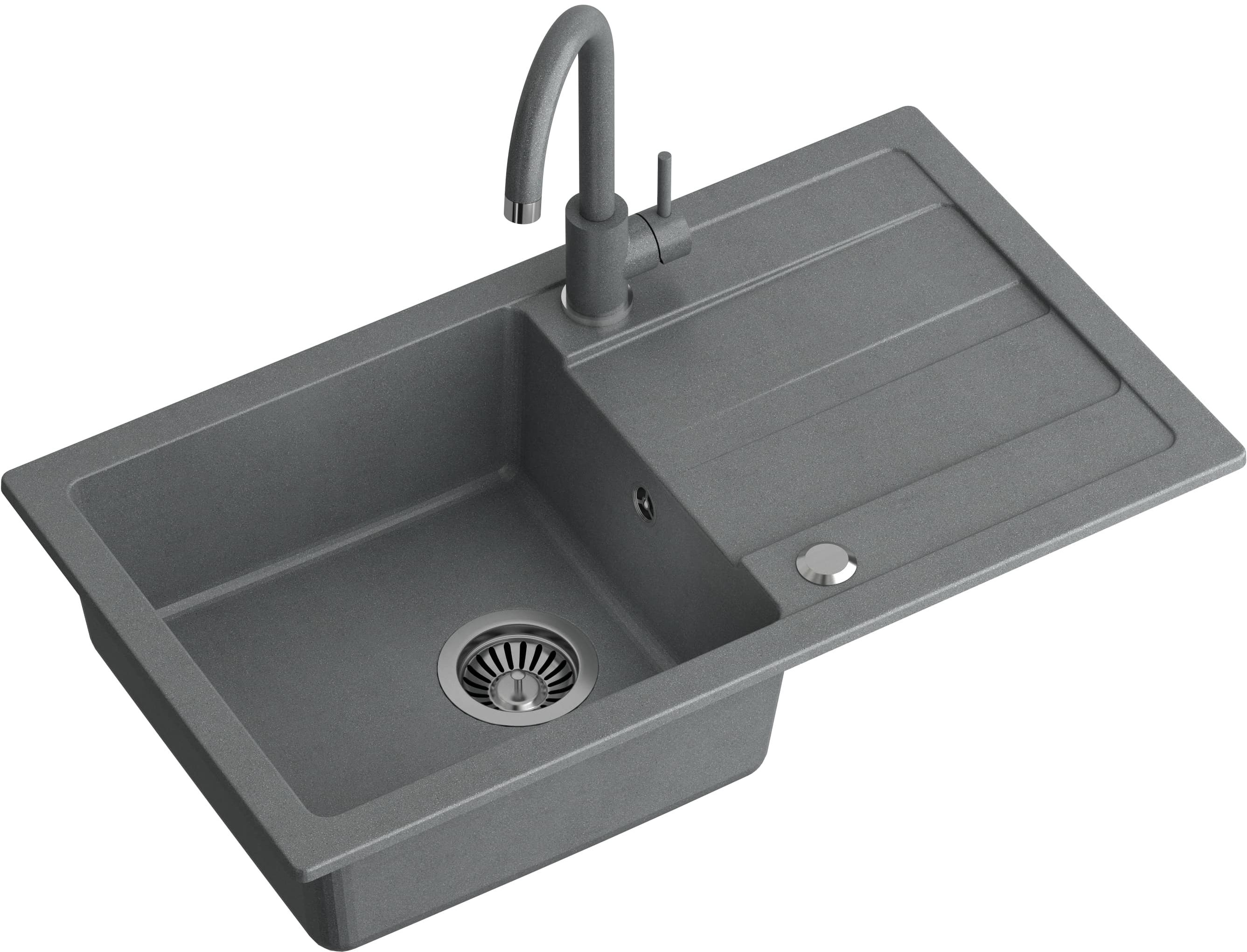 Quadron Go Max zlewozmywak 77x44 cm szary z baterią TQ7744GMSZ