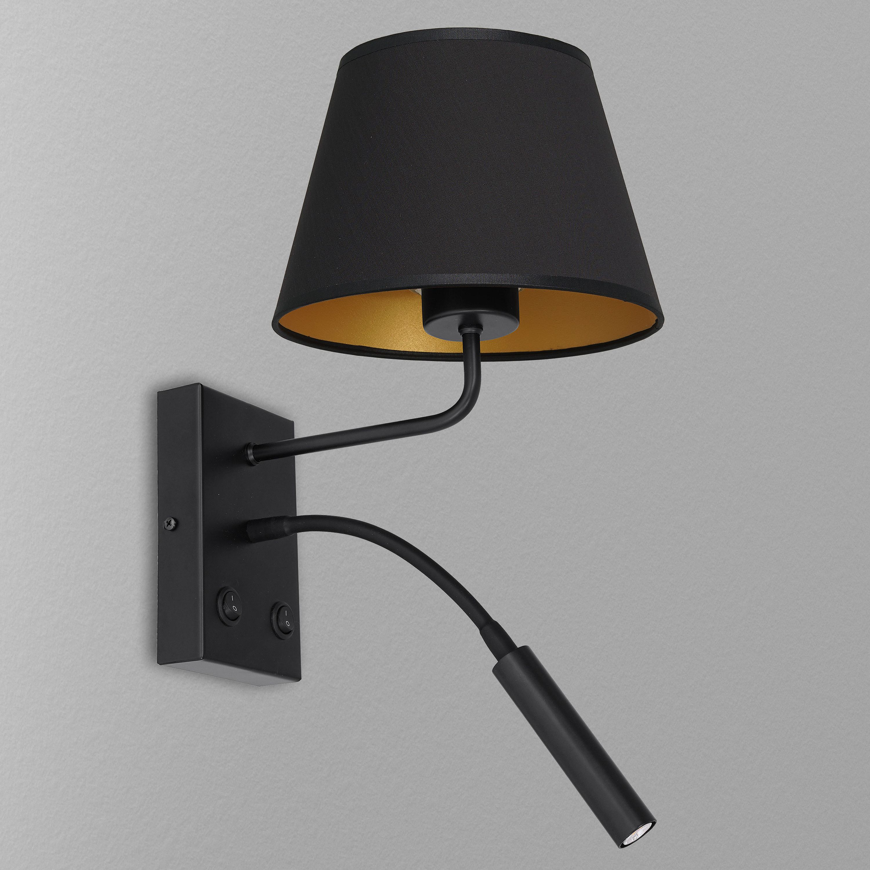 Luminex Arden kinkiet 1x60W+8W czarny/złoty 3501