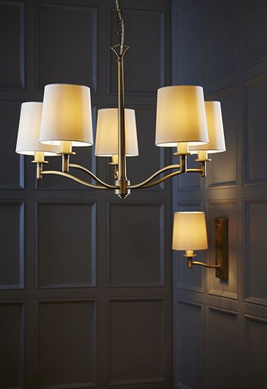Endon Ortona lampa wisząca 5x40W biała/złota 70245