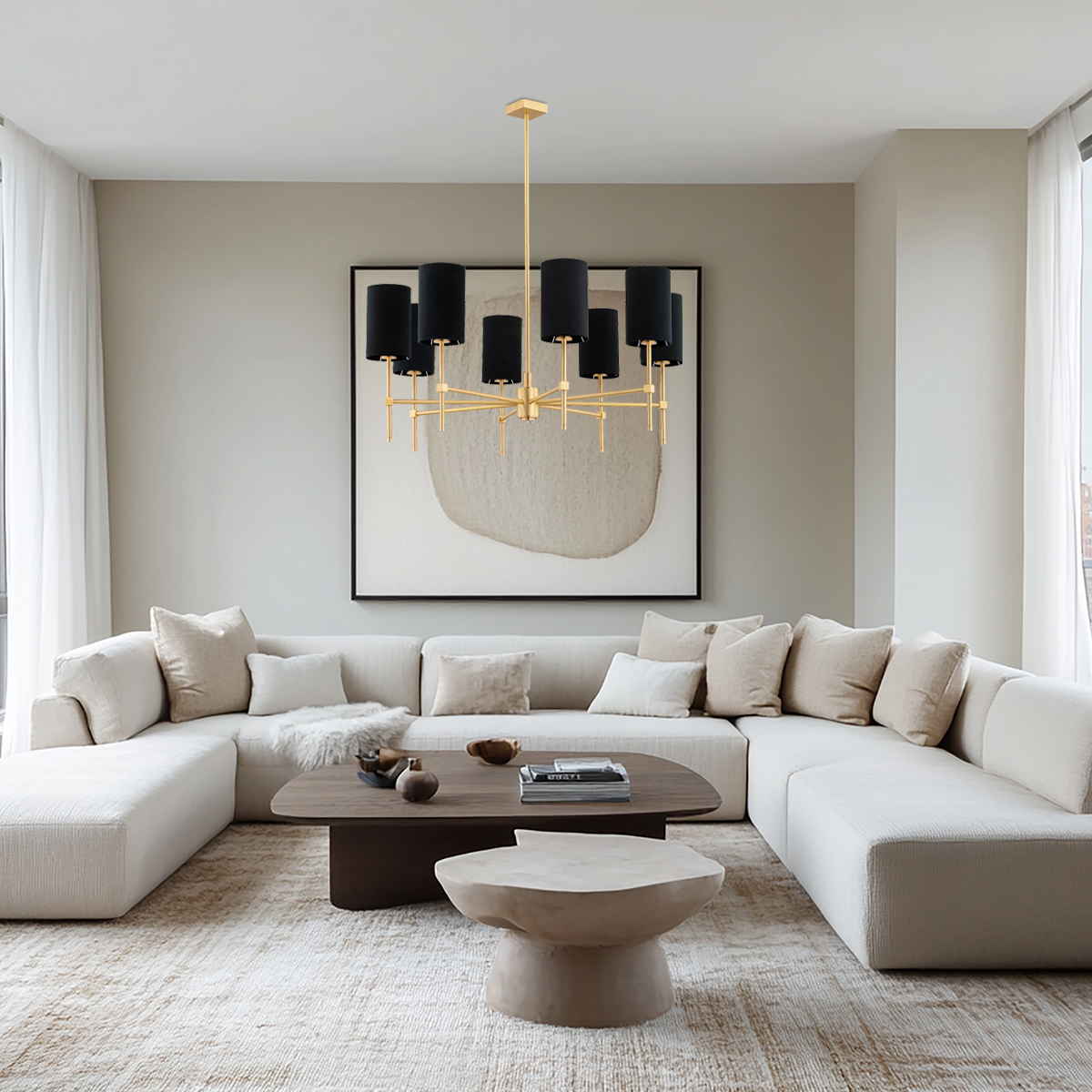 Argon Abruzzo lampa podsufitowa x7 W czarna-mosiądz 5052