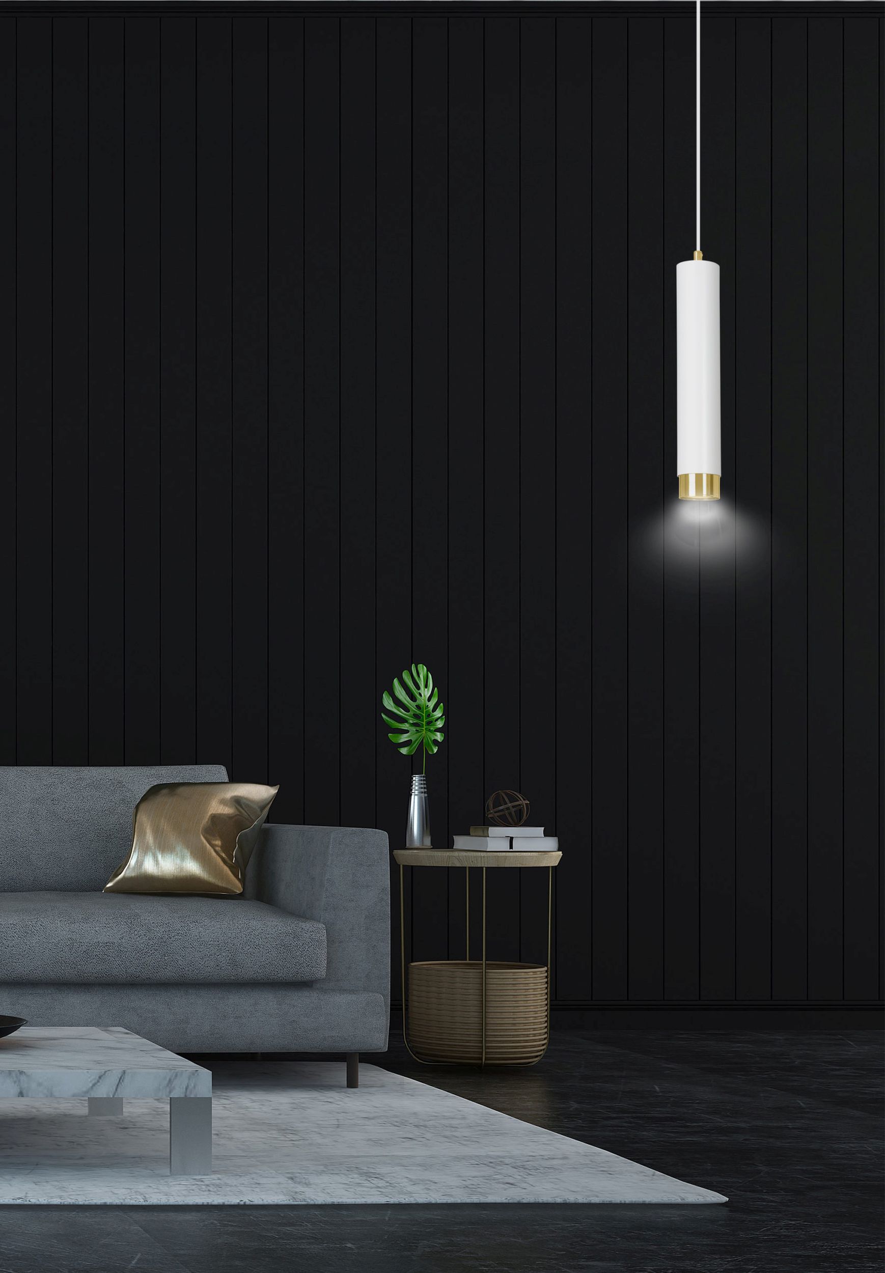 Emibig Kibo lampa wisząca 1x8 W biała-złota 642/1