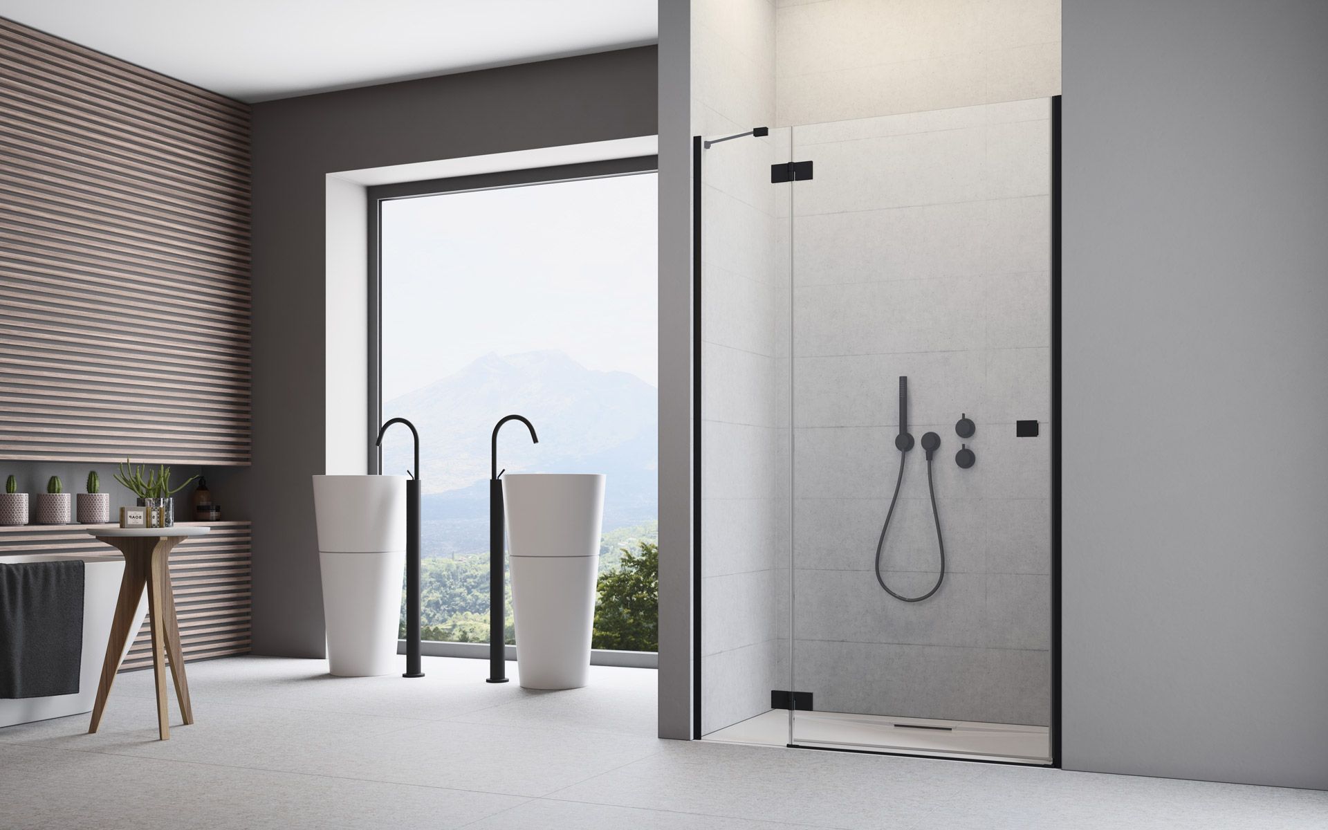 Radaway Essenza New Black DWJ drzwi prysznicowe 110 cm lewe czarny mat/szkło przezroczyste 1385015-54-01L