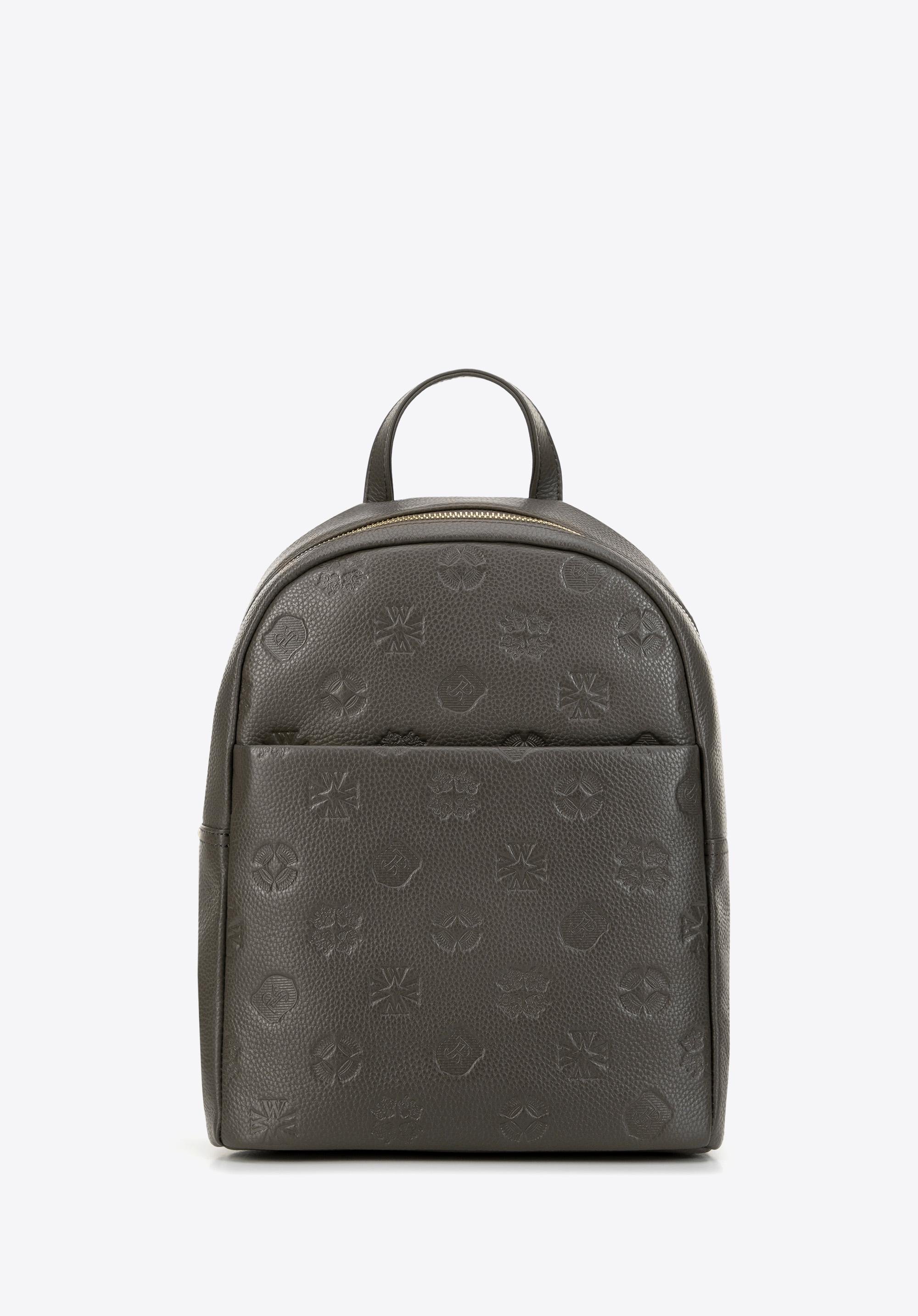 Damski plecak skórzany w monogram taupe
