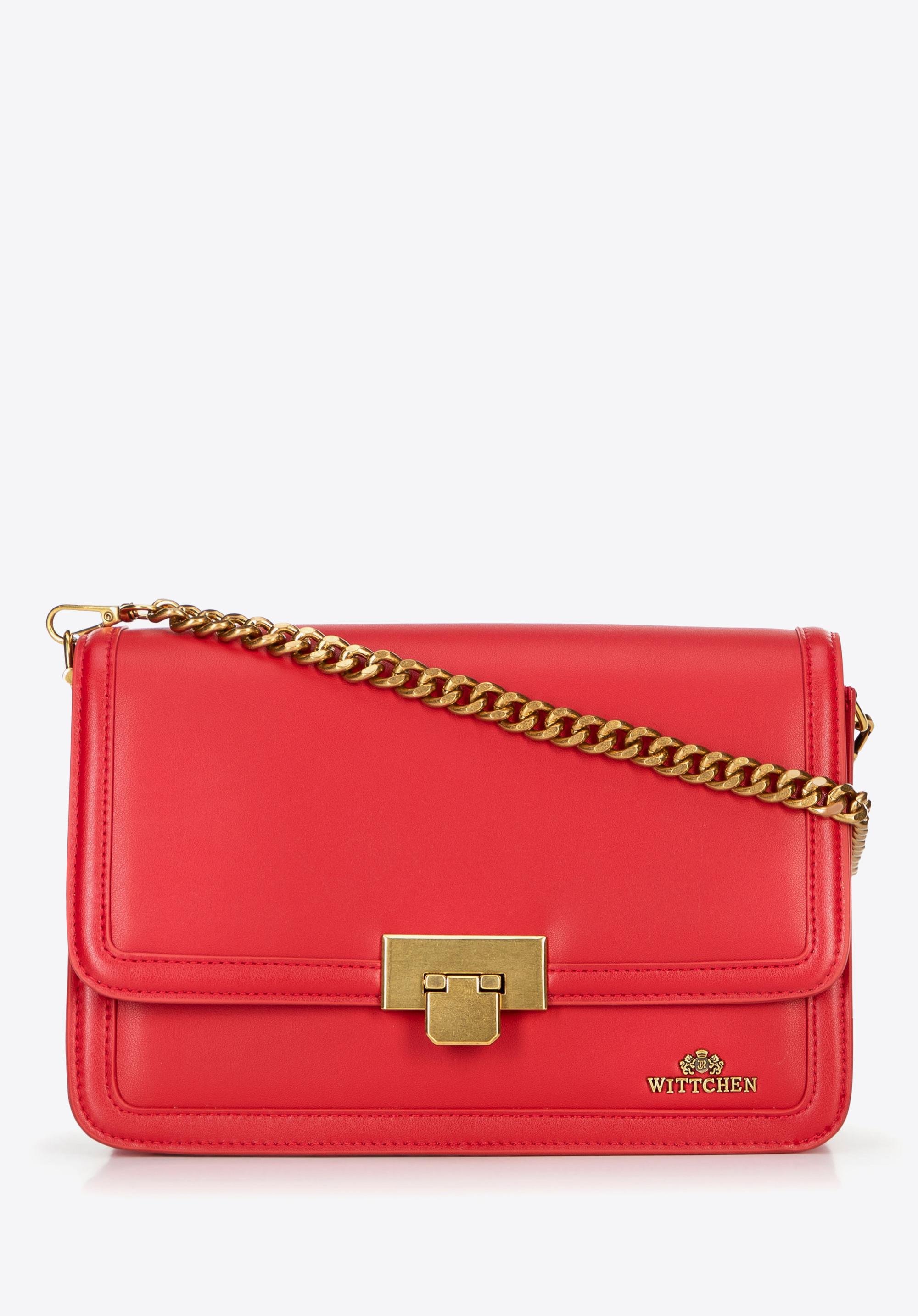Skórzana crossbody z odpinanym łańcuszkiem czerwona
