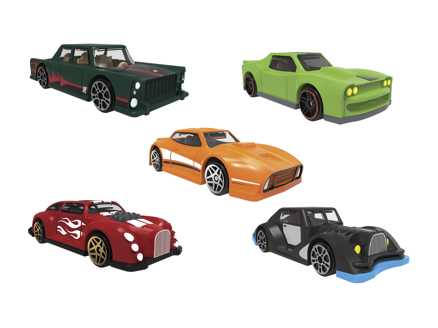 Playtive Zestawy pojazdów, 5 elementów Oldtimer Cars