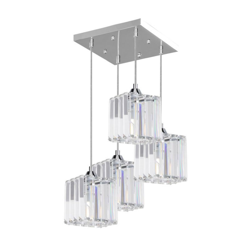 Lampa Wisząca SPOT Light 4xE27 Max.60W Klasyczne Połączenie Chromu i Transparentnego Kryształu, 1 szt.
