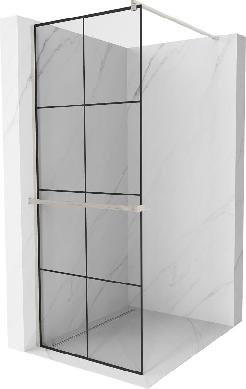 Ścianka prysznicowa z półką Mexen Kioto+ czarny wzór 80x200 cm 800-080-121-97-77 1 szt.