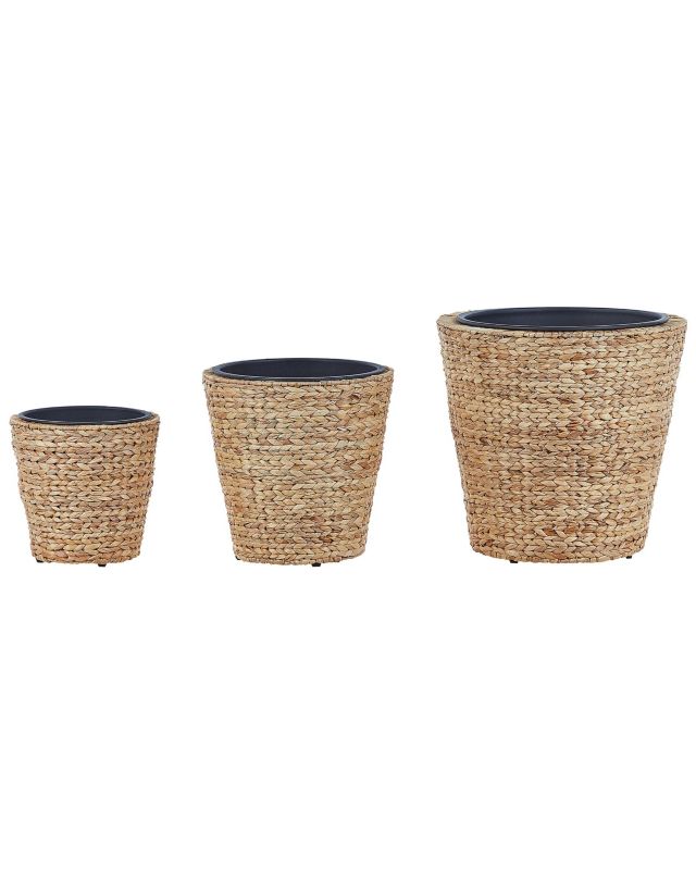 Zestaw 3 doniczek Plaka Plecionka 29/37/49 cm Naturalny 1 kpl