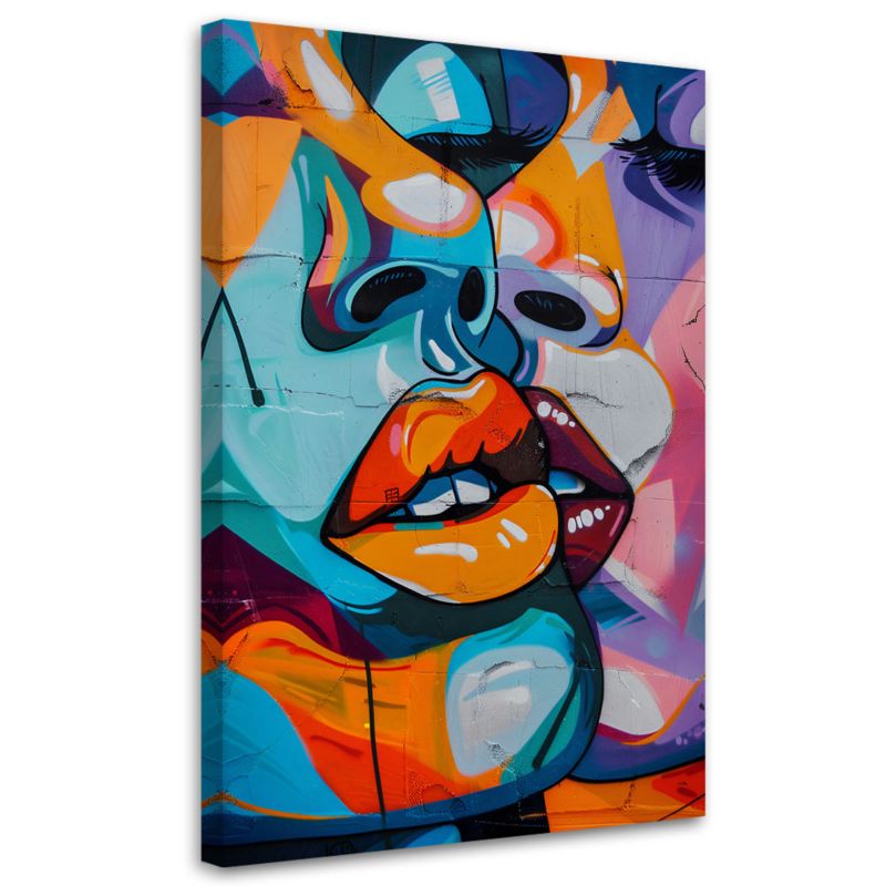 Obraz do sypialni salonu Feeby Abstrakcja Kolorowe Twarze 60x90 cm 1szt