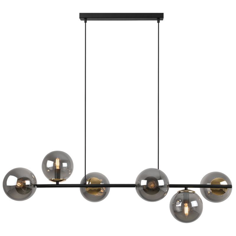 Lampa sufitowa wisząca Light Home LH Siena 6x E14 40W czarny/złoty 34cm klosz grafitowy 1szt.