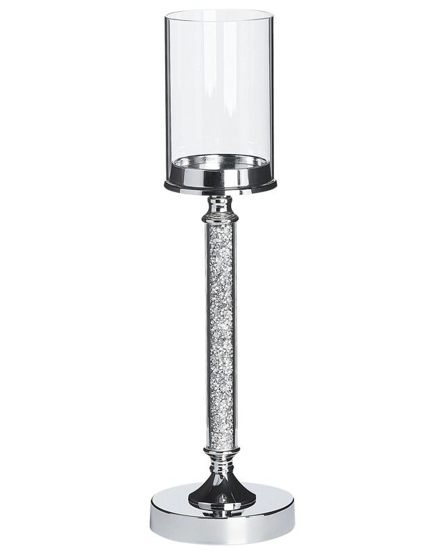 Świecznik Abbeville Szkło 48 cm Srebrny 1 szt.