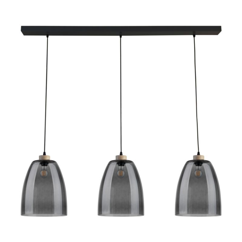 Lampa Wisząca SPOT Light 3xE27 Max.60W Elegancka Czerń w Połączeniu ze Szkłem Dymionym, Polski Producent 1 szt.