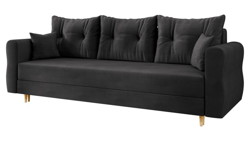 Sofa MIRJAN 24 rozkładana do salonu Zako S 3 czarny plusz 1 szt.