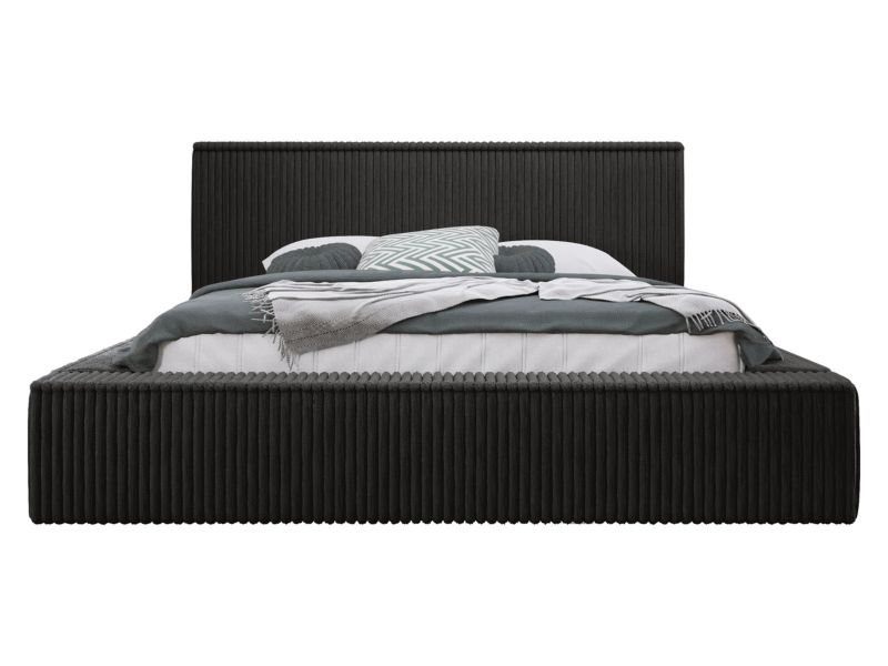 Łóżko tapicerowane MIRJAN 24 z pojemnikiem Glexi Sztruks 140x200 czarny sztruks 1 szt.