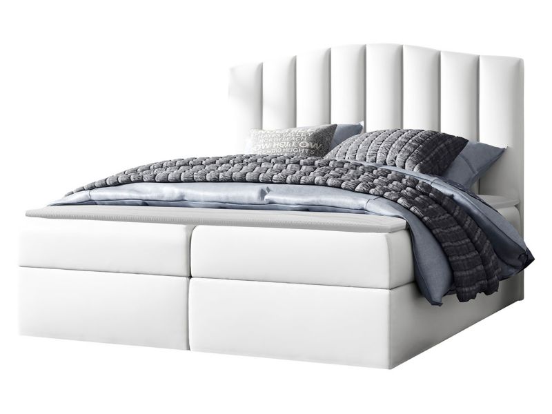 Łóżko kontynentalne MIRJAN 24 Lindos 140x200 biała ekoskóra 1 szt.