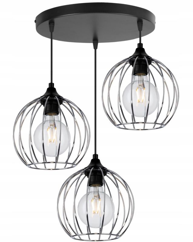 Lampa sufitowa wisząca Light Home LH Toronto okrągła 3x E27 60W druciak srebrny 1szt.