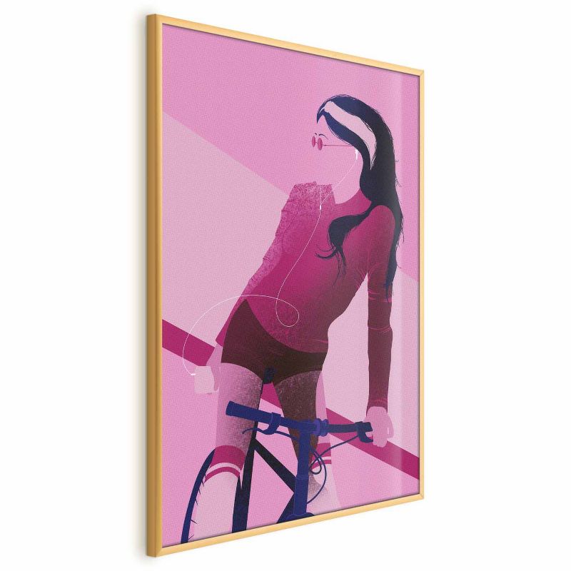 Plakat Artgeist Kobieta na rowerze 29,7x42 cm z ramą złotą 1 szt