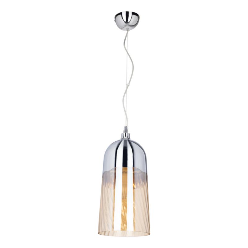 Lampa Wisząca SPOT Light 1xE27 Max.60W Subtelny Blask Chromu i Transparentnego Szkła, Polski Producent, 1 szt.