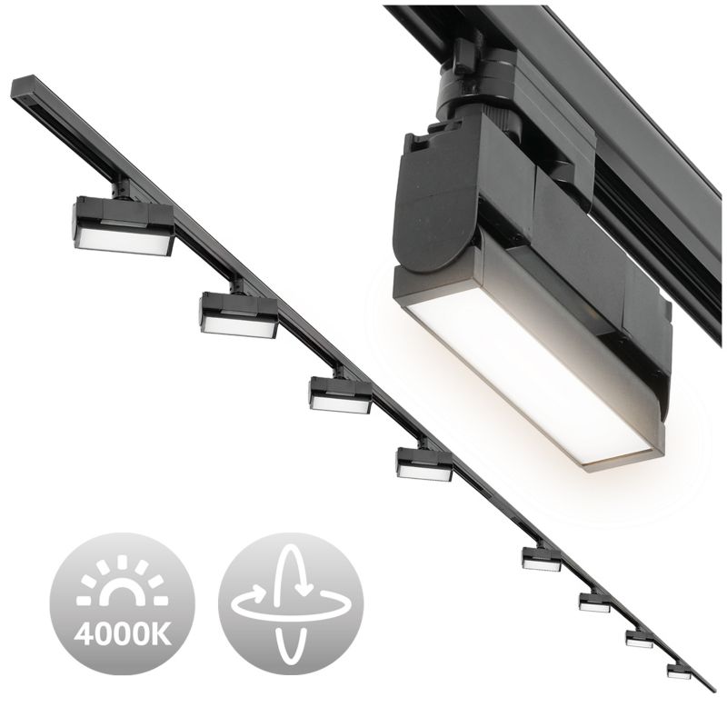 Oświetlenie szynowe 3 fazowe 2x2m + łącznik prosty + 8x lamp 12W + zasilanie + zaślepka 1kpl.