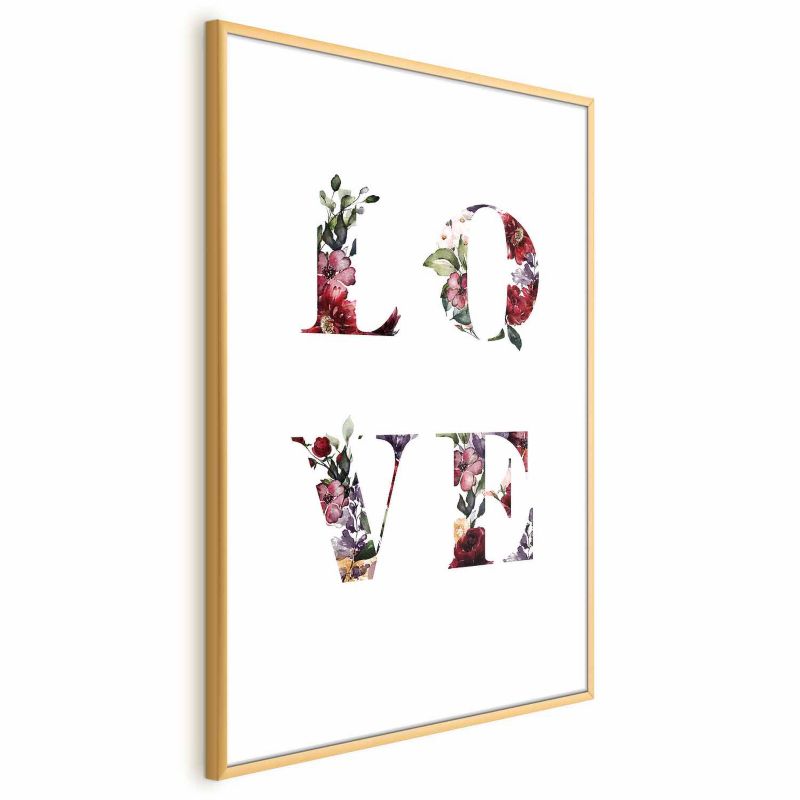 Plakat Artgeist Miłość w kwiatach 21x30 cm z ramą złotą 1 szt