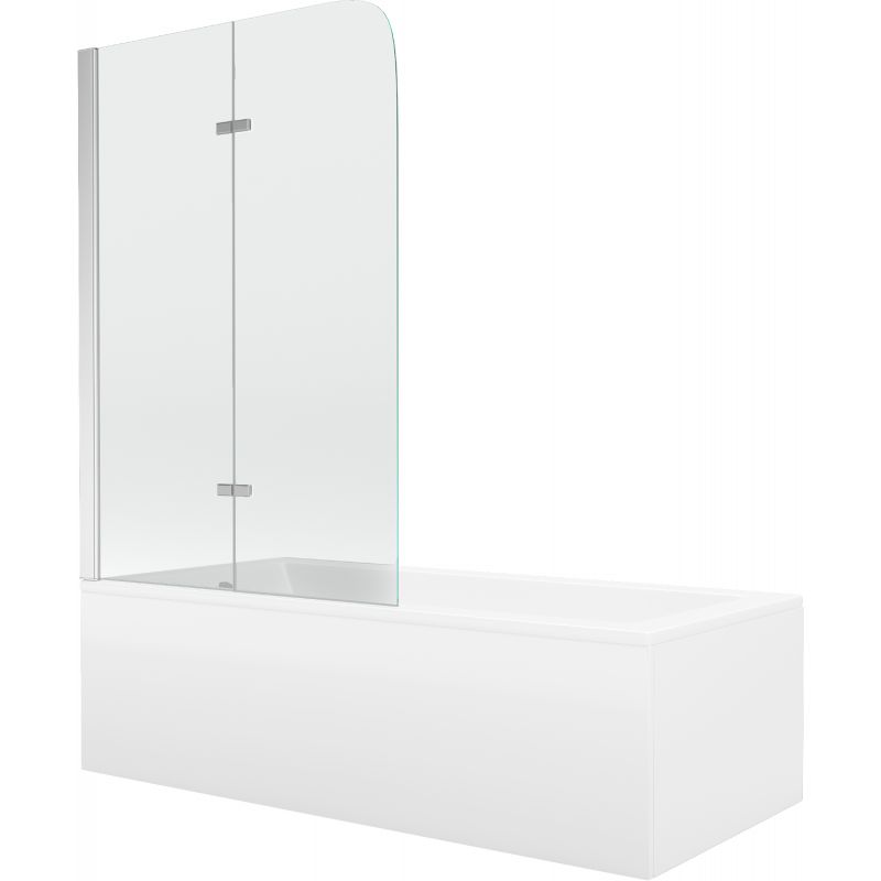 Wanna prostokątna Mexen Cubik 160 x 70 cm z obudową i parawanem 2-skrzydłowym 80 cm transparent chrom 1 kpl.