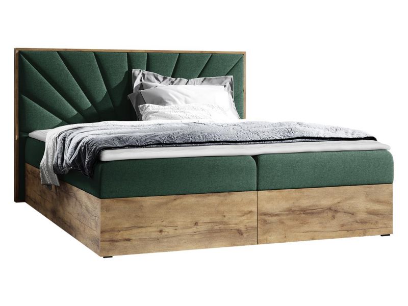 Łóżko kontynentalne MIRJAN 24 Wood 7 120x200 dąb lancelo/ciemny zielony 1 szt.