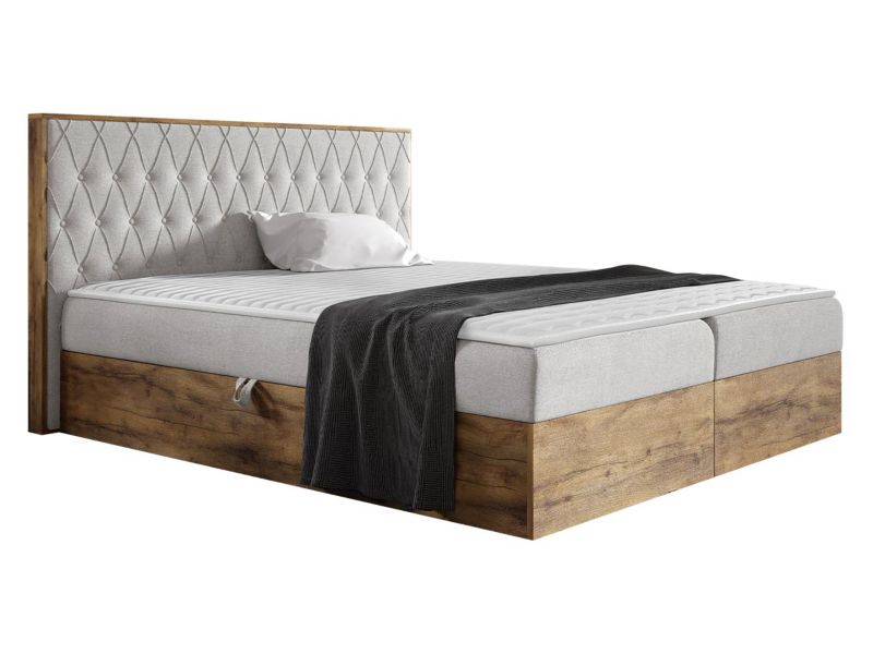 Łóżko kontynentalne MIRJAN 24 Wood 6 140x200 dąb lancelo/srebrny 1 szt.