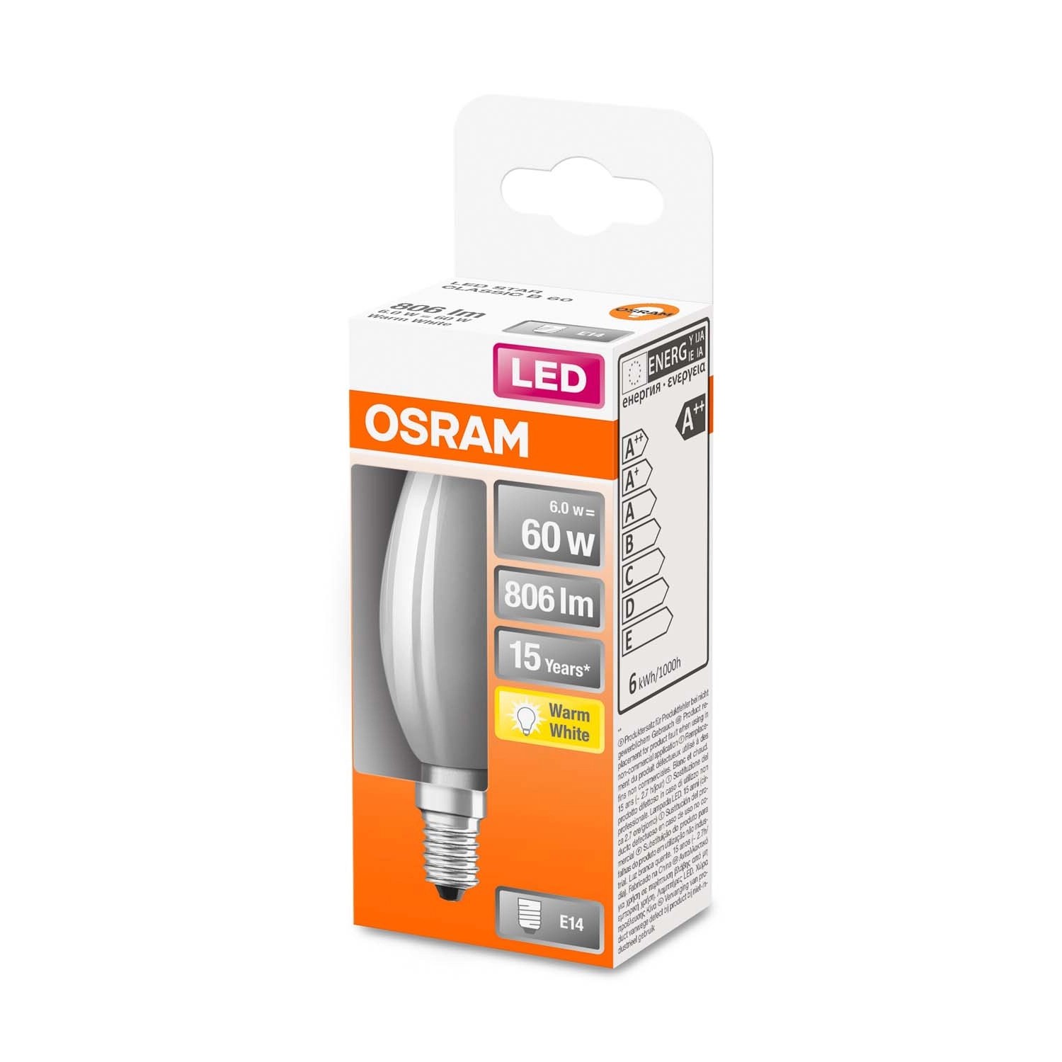 Osram Żarówka LED STAR CLASSIC B60 GL FR 6W E14 806 lm 2700K