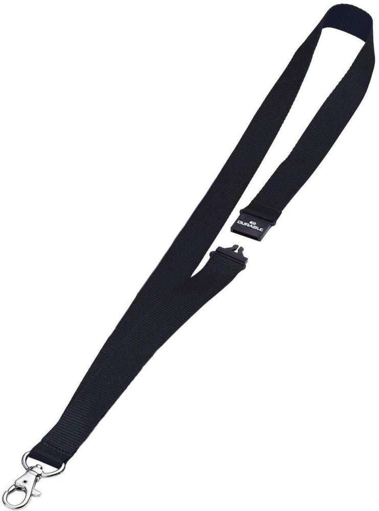 Taśma tekstylna z karabińczykiem Durable, 2x44cm, 10 sztuk, czarny