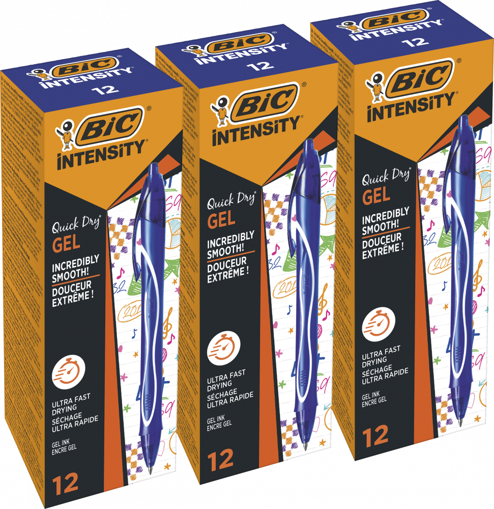 3x Długopis żelowy Bic Gel-ocity Quick Dry, 0.7mm, 12 sztuk, niebieski