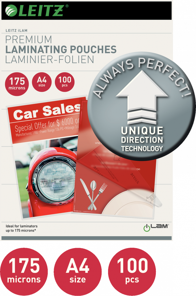 Folia do laminowania Leitz UDT, A4, 2x175 μm, 100 sztuk