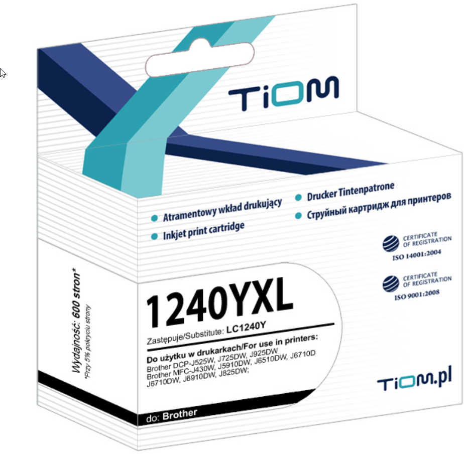 Tusz Tiom Ti-B1240YXL LC-1240 Y (LC1240Y), 600 stron, yellow (żółty)