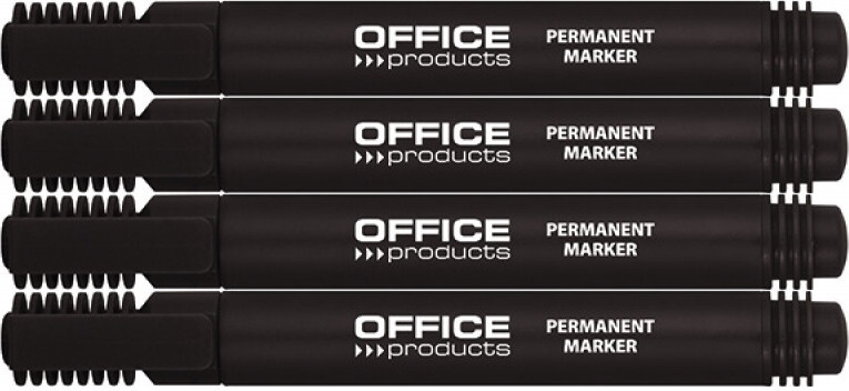 4x Marker permanentny Office Products, okrągła, 1-3mm, czarny