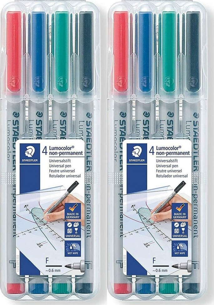 2x Foliopis Staedtler Lumocolor 316, 4 sztuki w etui, okrągła, 0.6mm, mix kolorów
