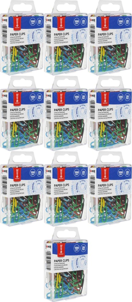 10x Spinacz MemoBe, okrągły, w pudełku, 28mm, 100 sztuk, mix kolorów