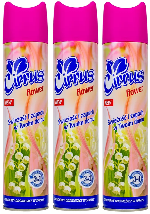 3x odświeżacz powietrza Cirrus, spray, flower, 300ml