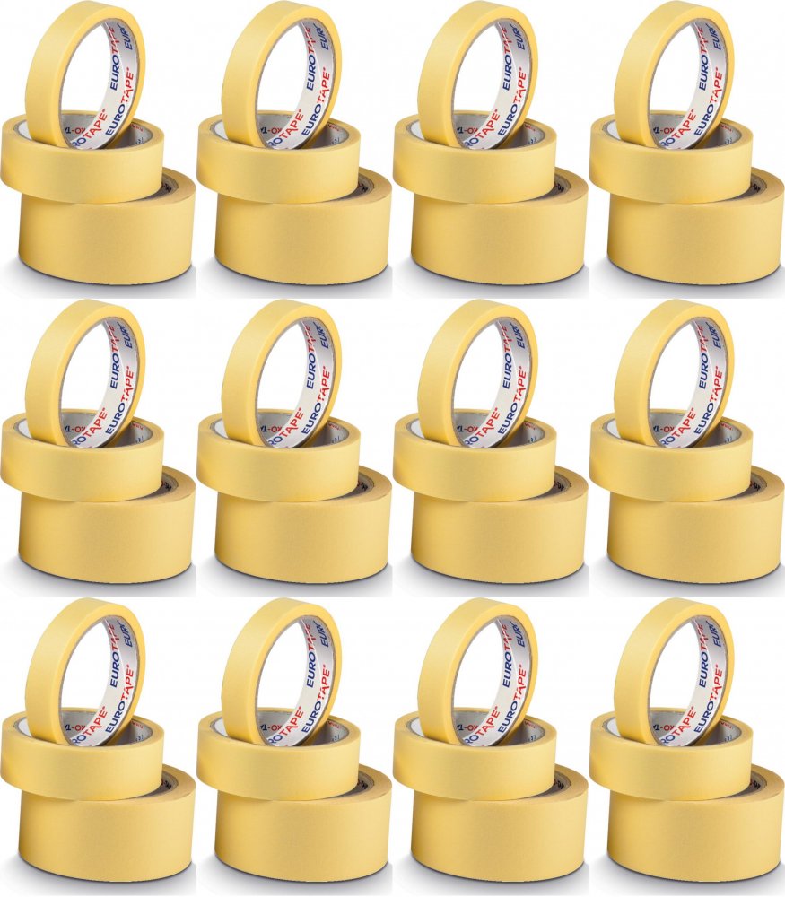 12x Taśma maskująca Dalpo, Euro-Tape, 25mm x 33m, żółty