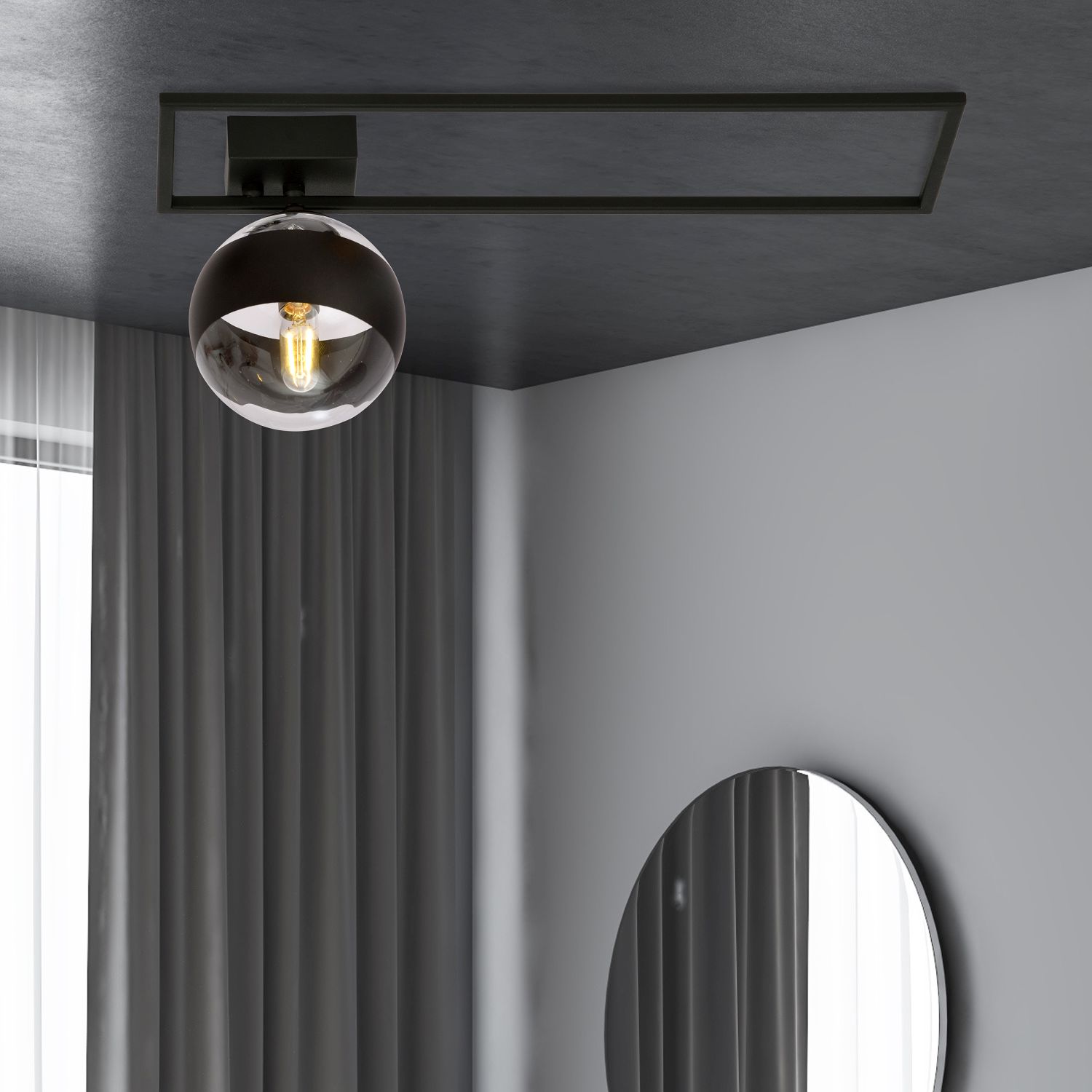 Emibig Imago Stripe lampa podsufitowa 1x10 W czarna-przezroczysta 1132/1B