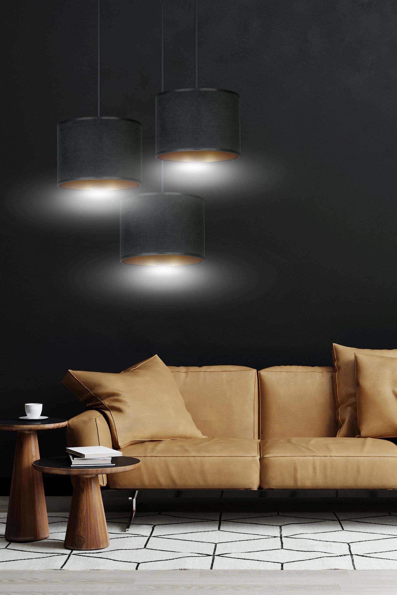 Emibig Hilde lampa wisząca 3x15 W czarna-złota 1054/3PREM