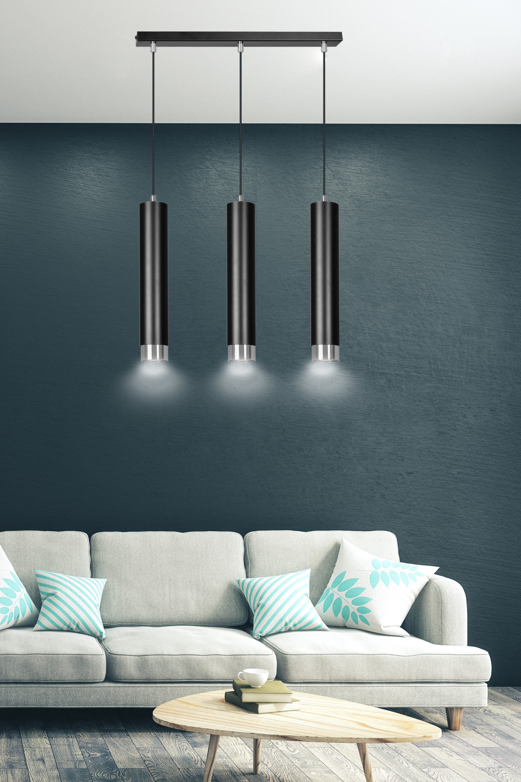 Emibig lampa wisząca 3x8 W czarna-chrom 643/3 - Wysyłka w 24h