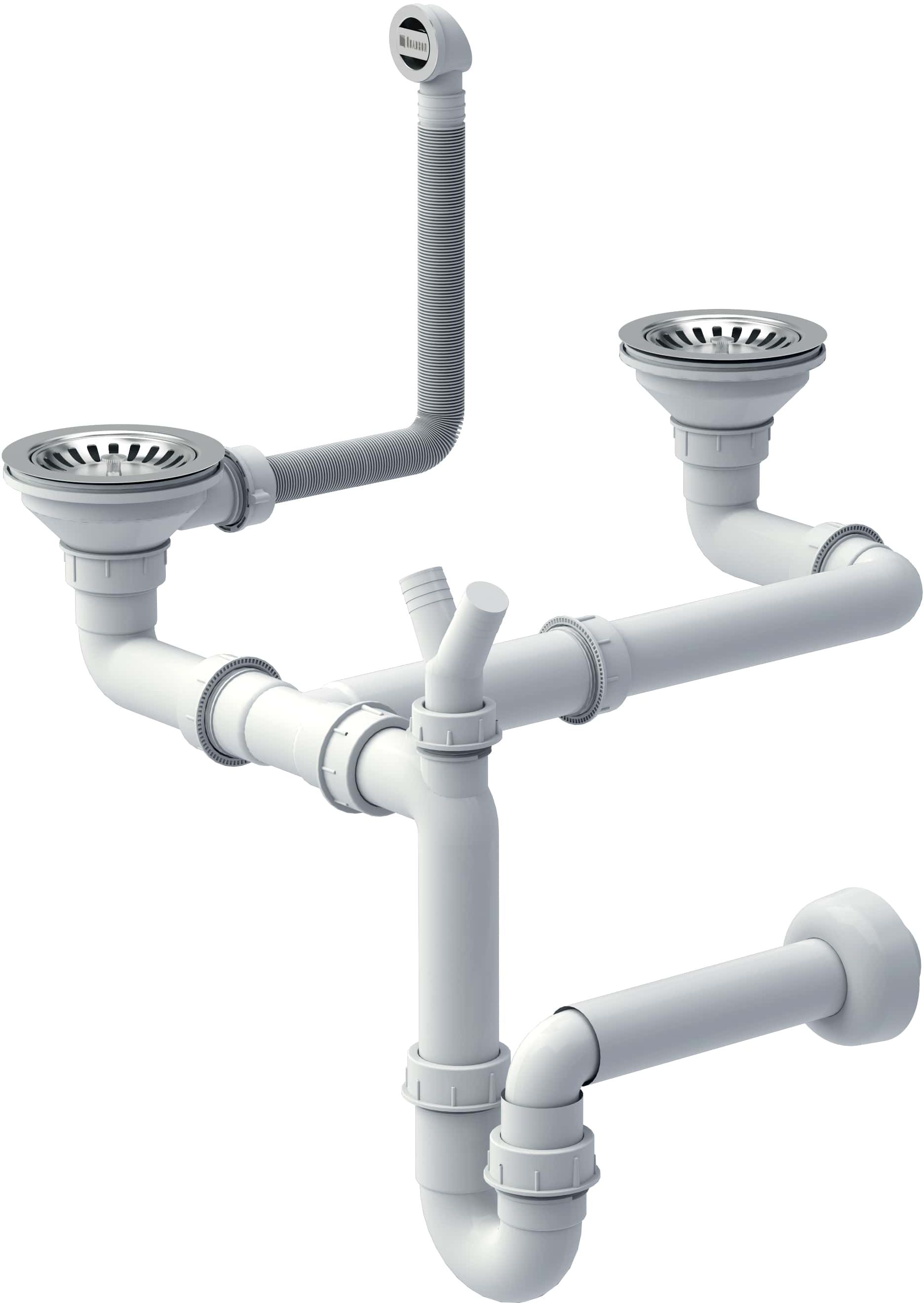 Quadron Save Space odpływ zlewozmywakowy zatyczkowy 3 1/2" z syfonem 2-komorowy stal szlachetna M2SSDG4
