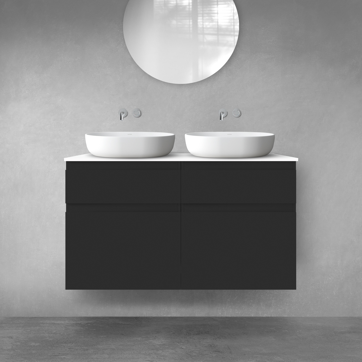Oltens Vernal zestaw mebli łazienkowych 120 cm z blatem czarny mat/biały połysk 68302300 - Wysyłka w 24h