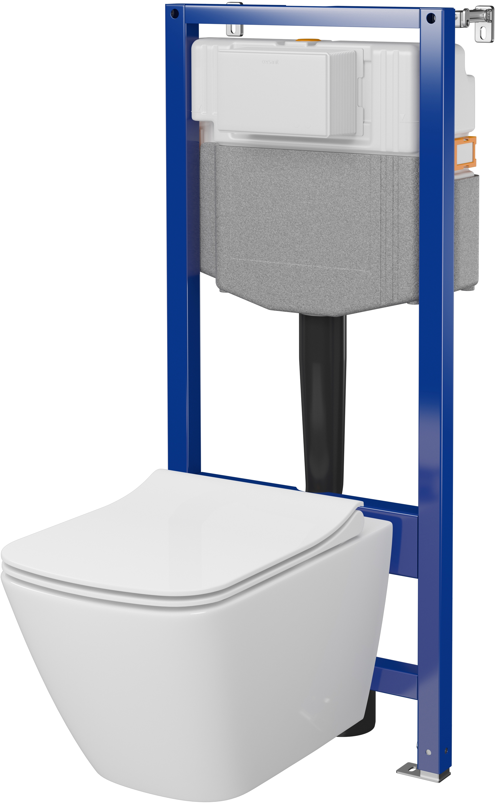 Zestaw Cersanit City Pro squere miska WC CleanOn spłukiwanie wirowe z deską wolnoopadającą i stelaż podtynkowy Aqua 2.0 S701-890