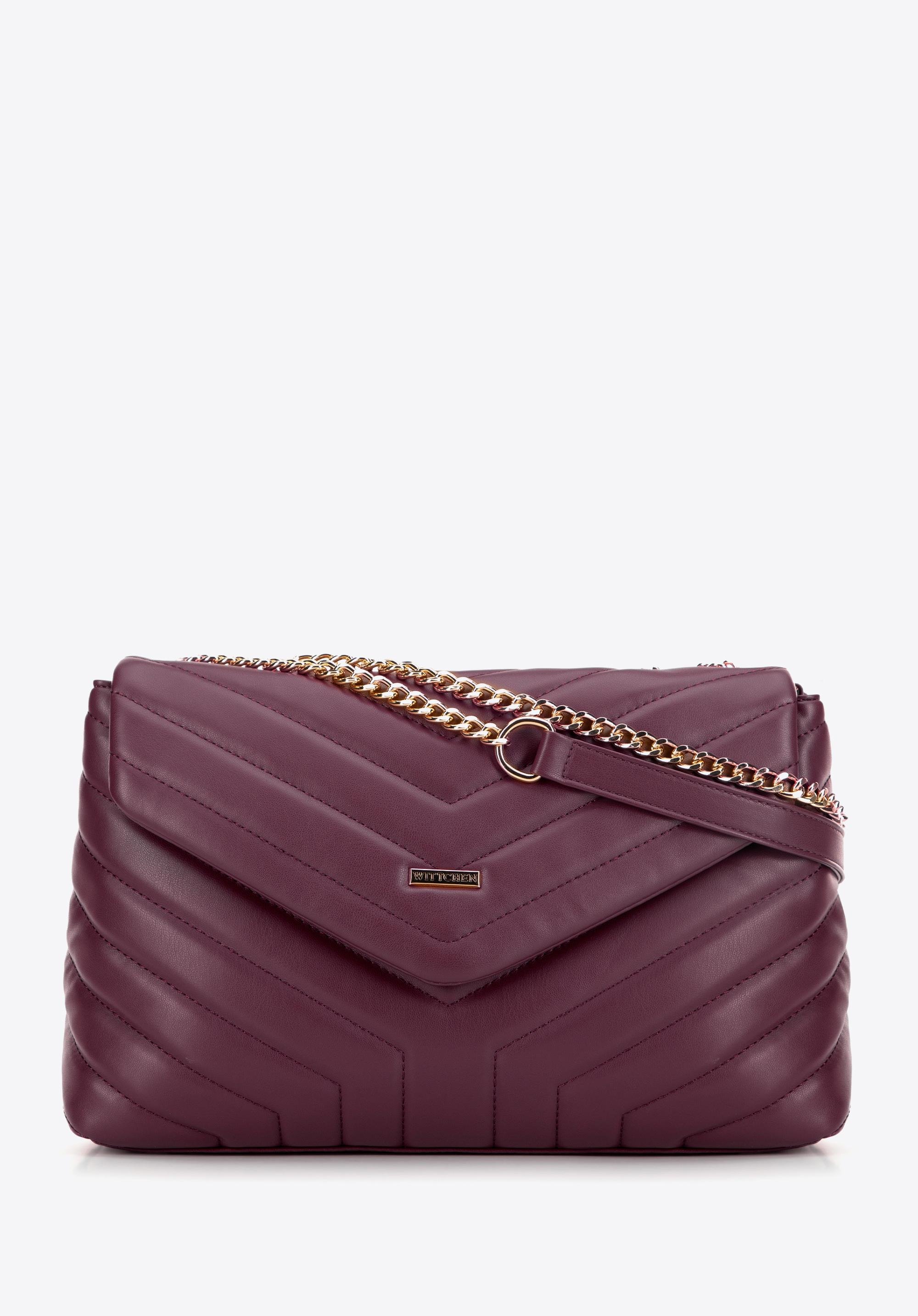 Damska crossbody na łańcuszku z ekoskóry bordowa